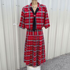 VTG 80s Red Plaid Jonathan Martin Dress | Anime School Girl Costume M